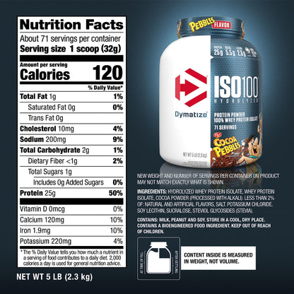 Dymatize ISO100 Hydrolyzed Protein Powder, 100% Whey Isolate, 25g of Protein, 5.5g DymatizeBuy Supplements Australia