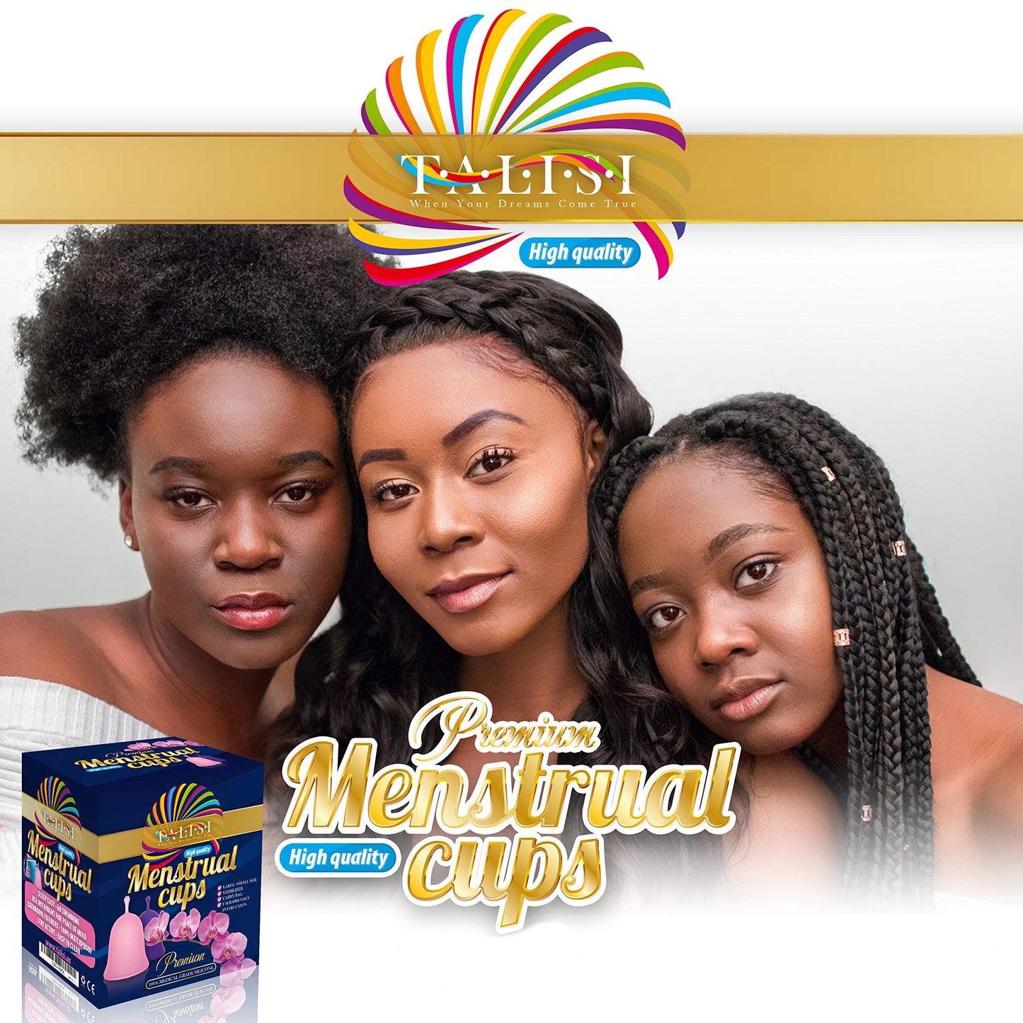 Talisi Menstrual Cups Set of 2 with Collapsible Silicone Sterilizer - Soft & Flexible Sensitive Feminine TALISI WHEN YOUR DREAMS COME TRUEBuy Supplements Australia
