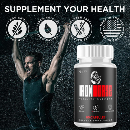 Iron Horse Supplement Pills, Official Iron Horse Pills for Men with All Natural Ingredients, Advanced IronHorse Capsules Designed to Support Health and Wellness with Premium Vitamins (60 Capsules) SyvorBuy Supplements Australia