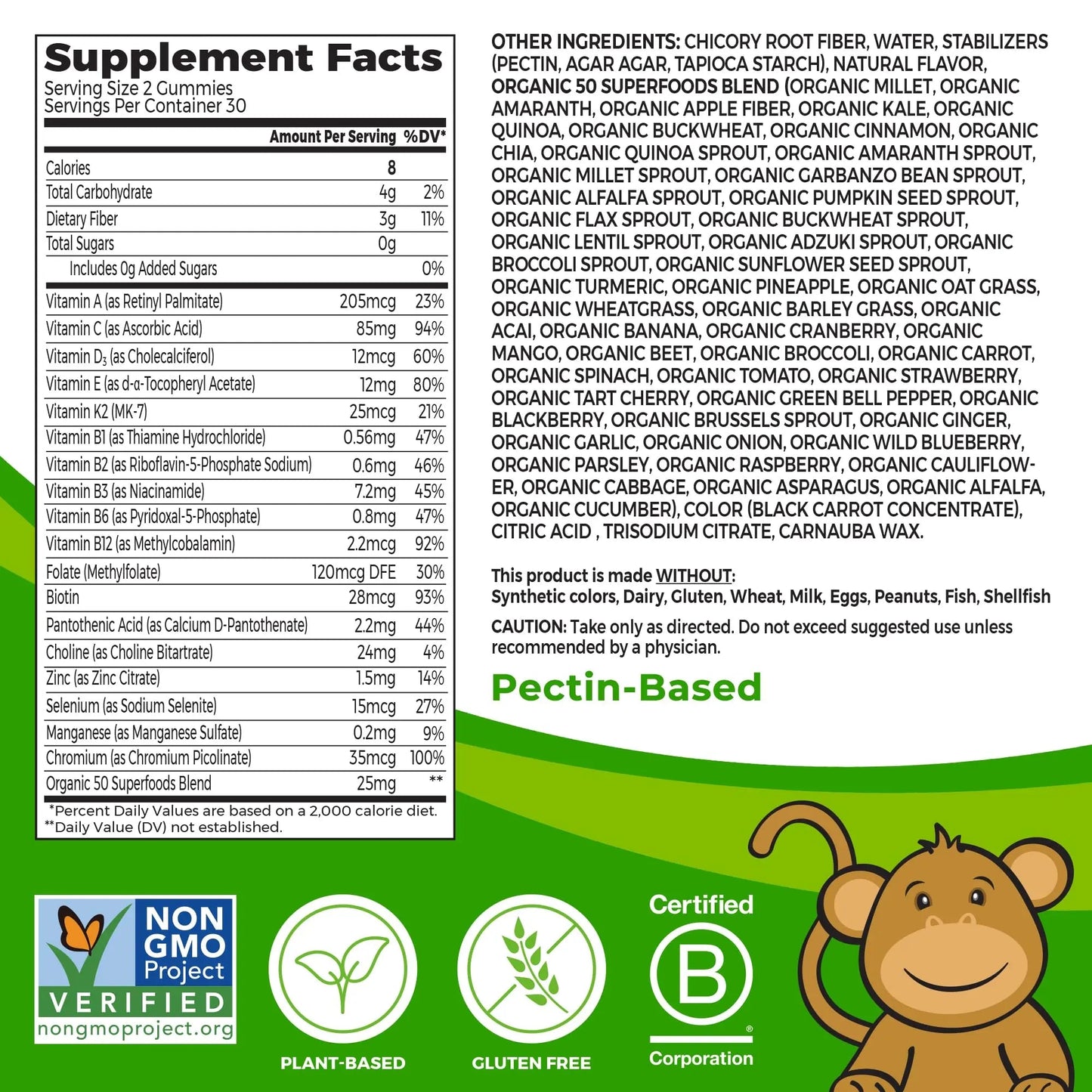 Orgain Kids Sugar Free Multivitamin Gummies, Vegan & Plant Based, 50 Superfoods, 15 Vitamins and Minerals, Immune Support and 3g of Fiber OrgainBuy Supplements Australia