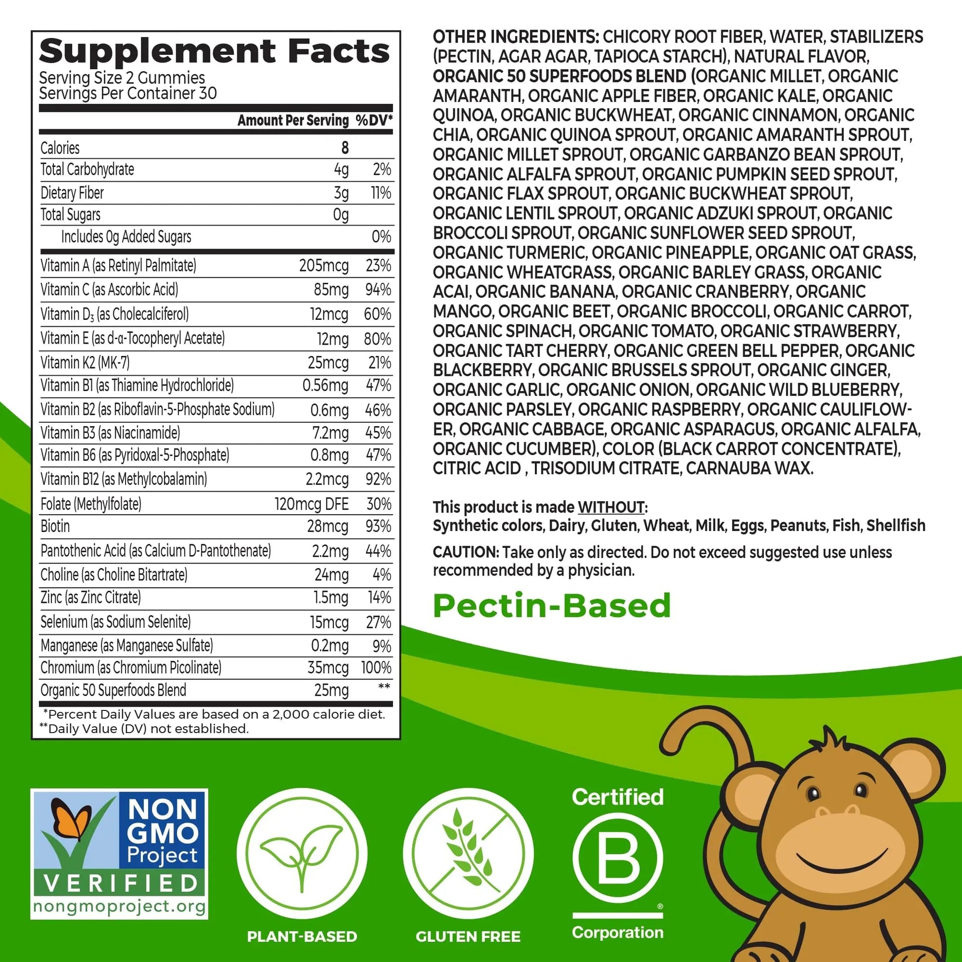 Orgain Kids Sugar Free Multivitamin Gummies, Vegan & Plant Based, 50 Superfoods, 15 Vitamins and Minerals, Immune Support and 3g of Fiber OrgainBuy Supplements Australia
