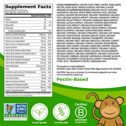 Orgain Kids Sugar Free Multivitamin Gummies, Vegan & Plant Based, 50 Superfoods, 15 Vitamins and Minerals, Immune Support and 3g of Fiber OrgainBuy Supplements Australia