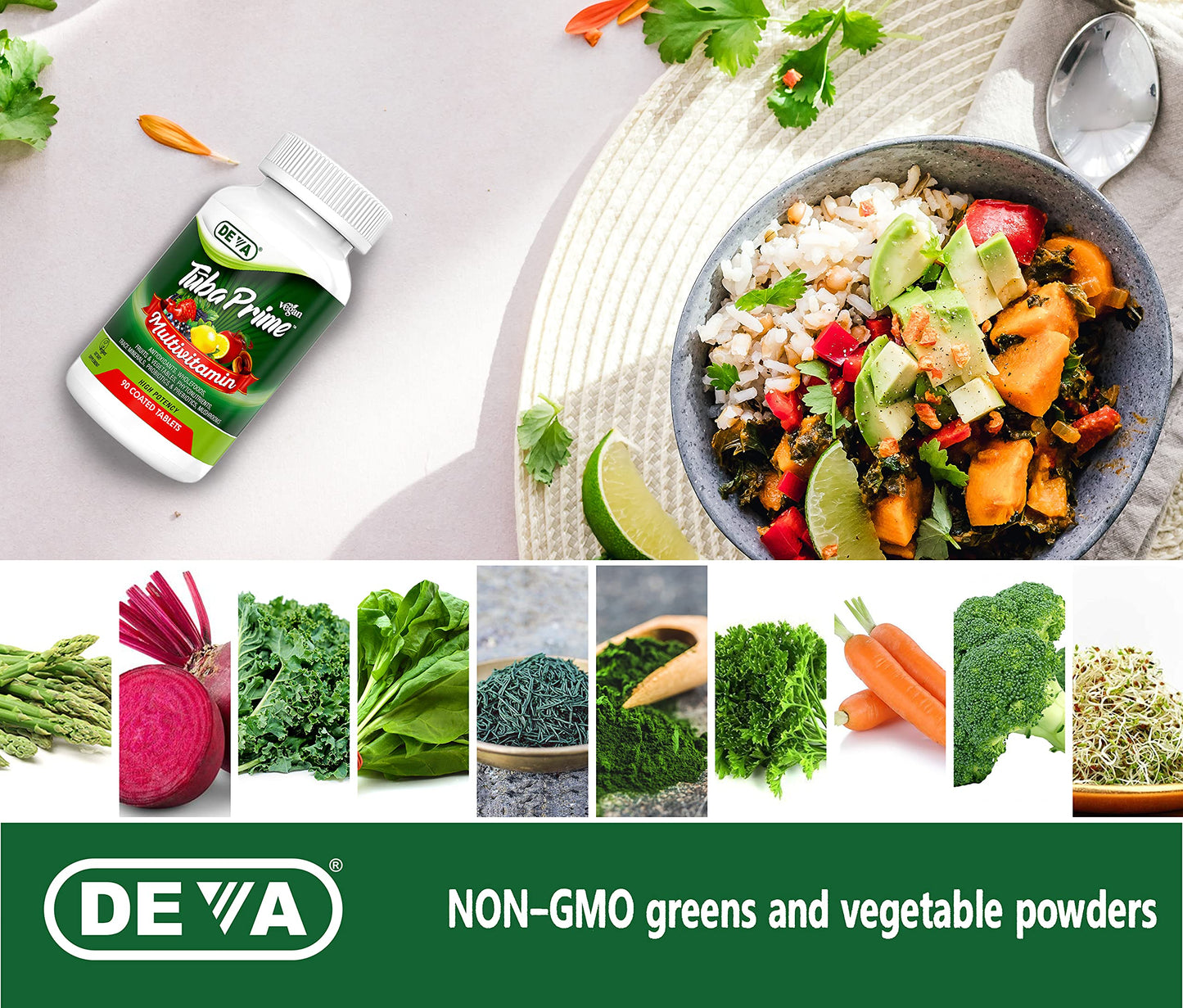 DEVA Tuba Prime Vegan Multivitamin - High-Potency Vitamin and Mineral Dietary Supplement - Antioxidants, Fruit and Vegetable Blend, Super Mushrooms, Probiotics, Prebiotics, Seeds, Herbs - 90 Tablets DEVABuy Supplements Australia