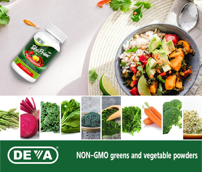 DEVA Tuba Prime Vegan Multivitamin - High-Potency Vitamin and Mineral Dietary Supplement - Antioxidants, Fruit and Vegetable Blend, Super Mushrooms, Probiotics, Prebiotics, Seeds, Herbs - 90 Tablets DEVABuy Supplements Australia