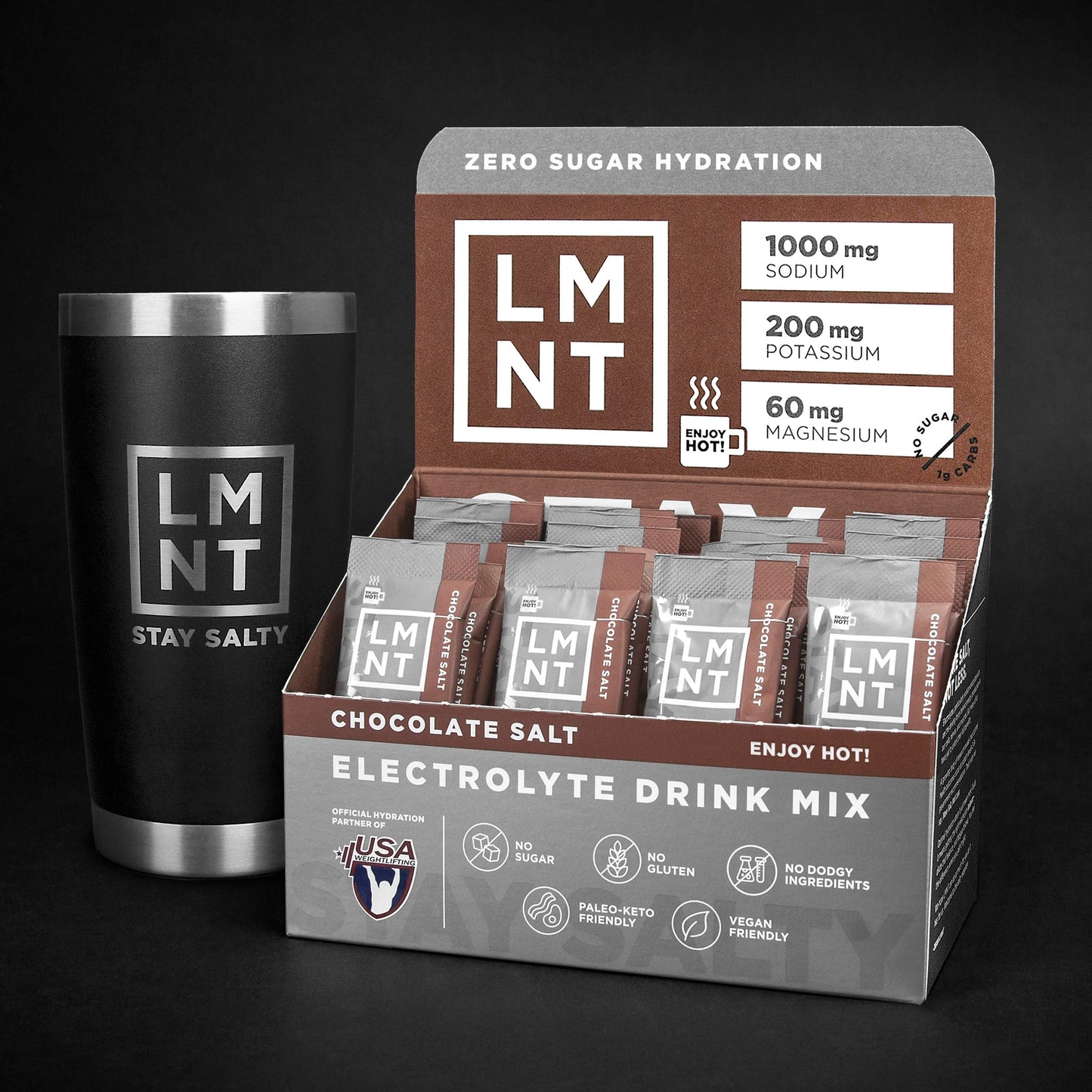 LMNT Zero-Sugar Electrolytes - Hot Chocolate Salt - Hydration Powder Packets Drink LMNTBuy Supplements Australia