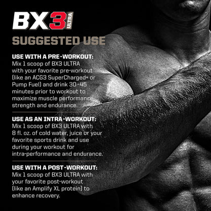 PMD Sports BX3 Ultra Muscle-Building Powder – Beta-Alanine, BCAAs, Betaine Anhydrous – Boost Endurance and Stamina, Increase Strength, Pumps, Build Lean Mass, Enhance Recovery– Unflavored–30 Servings