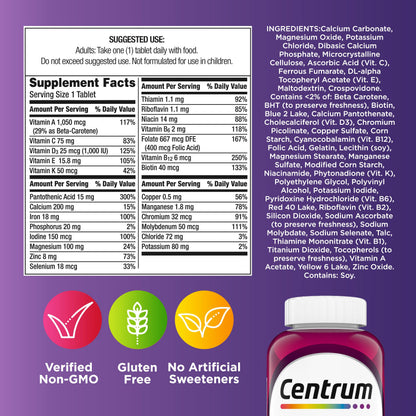 Centrum Multivitamin for Women, Multimineral Supplement with Iron, Vitamin D3, B Vitamins and Antioxidant Vitamins C and E, Gluten Free