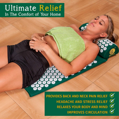 NAYOYA Neck and Back Pain Relief - Acupressure Mat and Neck Pillow Set - Relieves Stress and Sciatic Pain NAYOYABuy Supplements Australia