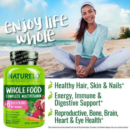 NATURELO Whole Food Multivitamin for Women - 120 Capsules and Whole Food Multivitamin for Men - 120 Capsules Bundle NATURELO
