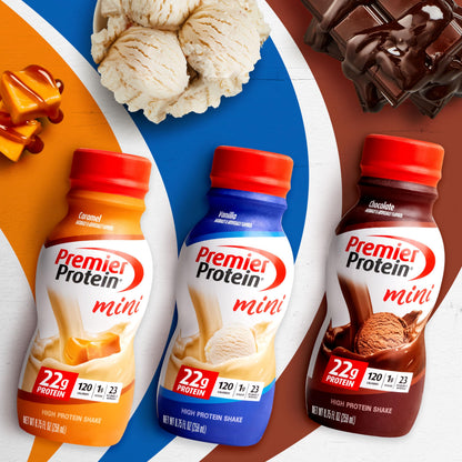 Premier Protein Shake MINIs, Caramel, 22g Protein, 120 Calories, 1g Sugar, 8.75fl oz Premier ProteinBuy Supplements Australia