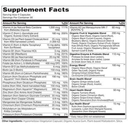 NATURELO Whole Food Multivitamin for Women - 120 Capsules and Whole Food Multivitamin for Men - 120 Capsules Bundle NATURELO