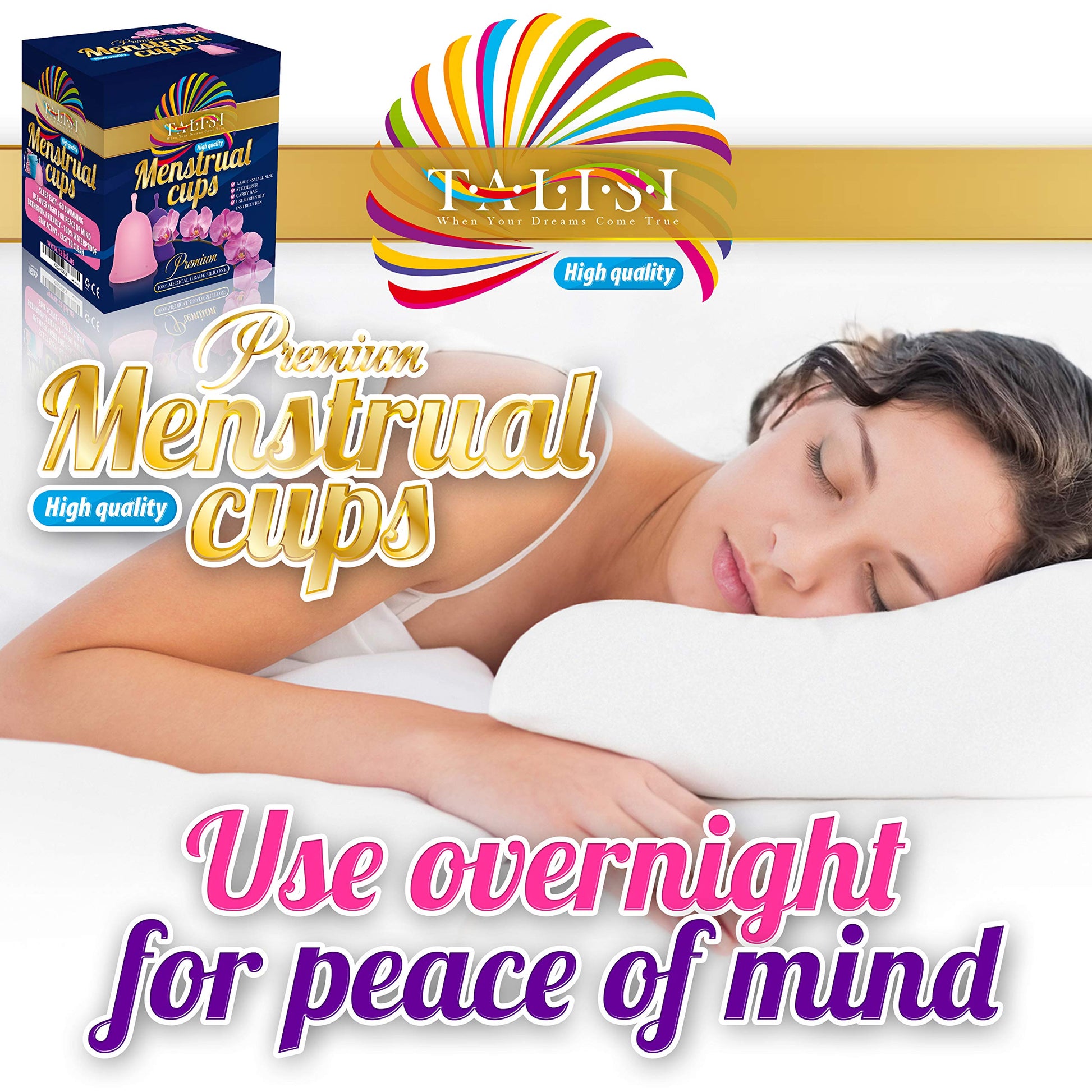 Talisi Menstrual Cups Set of 2 with Collapsible Silicone Sterilizer - Soft & Flexible Sensitive Feminine TALISI WHEN YOUR DREAMS COME TRUEBuy Supplements Australia