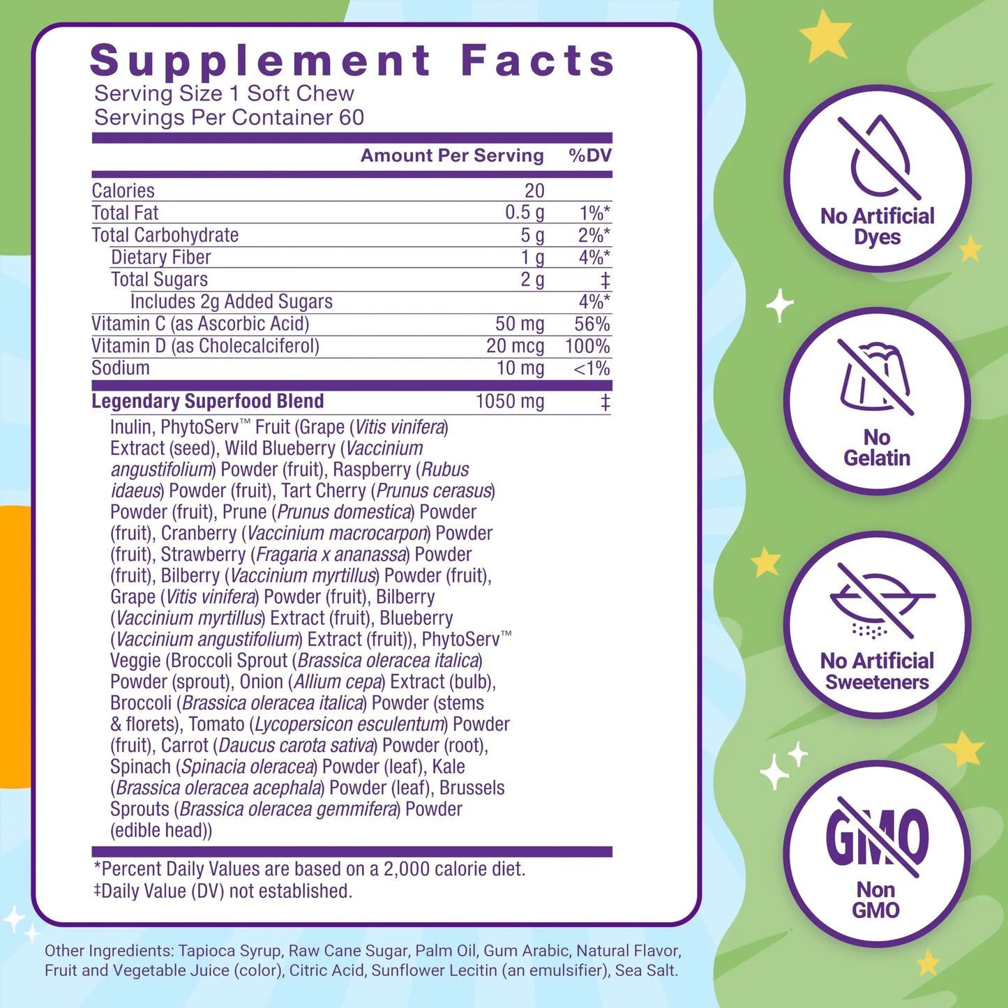 Force Factor Kids Superfood Super Chews, Kids Vitamins C & D, Immune Support Supplement with Antioxidant Support from Powdered Fruits & Veggies Force Factor