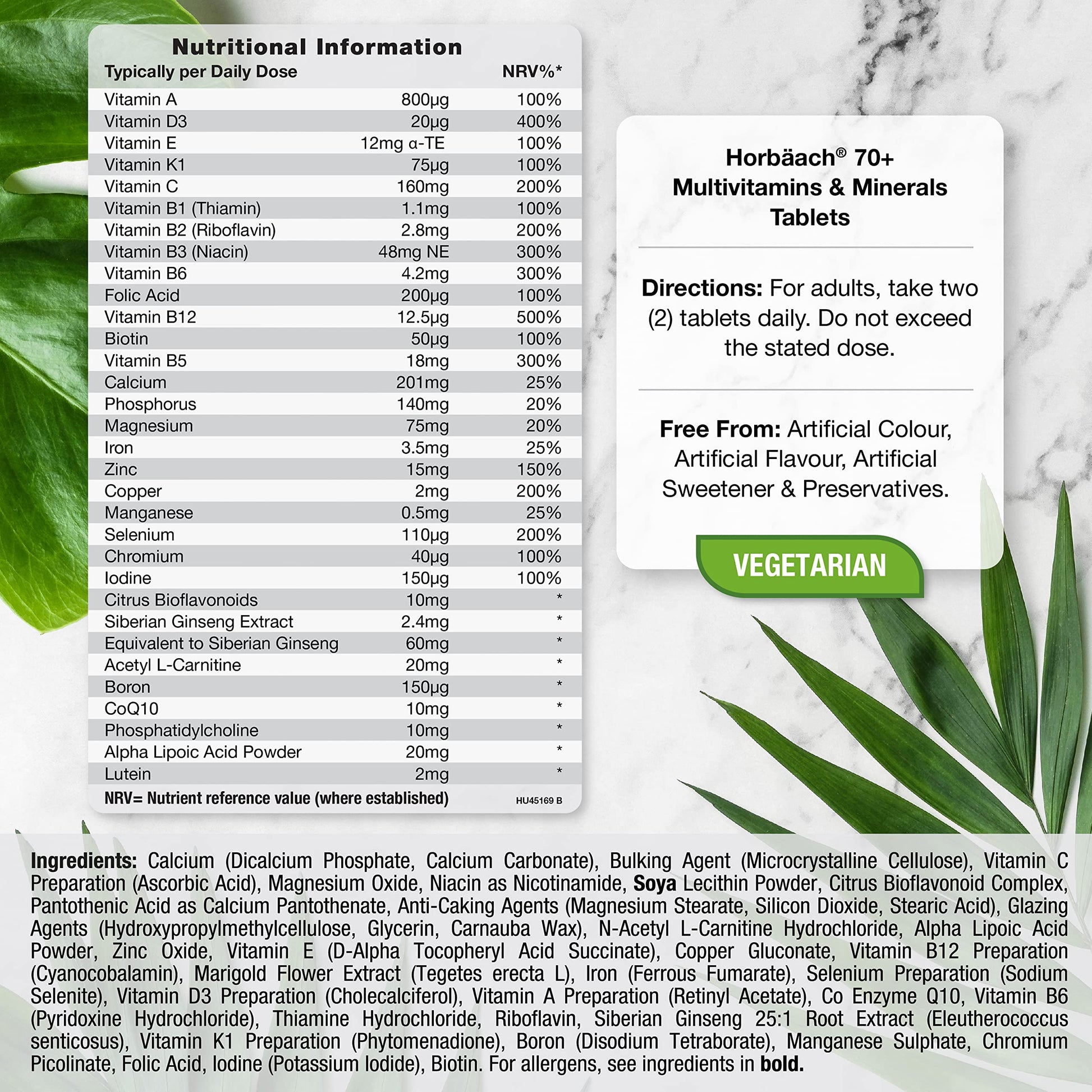 Multivitamin 70 Plus Tablets | 90 Count | with Essential Vitamins and Minerals | for Men and HorbäachBuy Supplements Australia