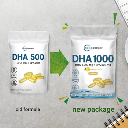 Omega 3 Fish Oil DHA Supplements 1000mg with EPA 500mg, 200 Softgels Micro IngredientsBuy Supplements Australia