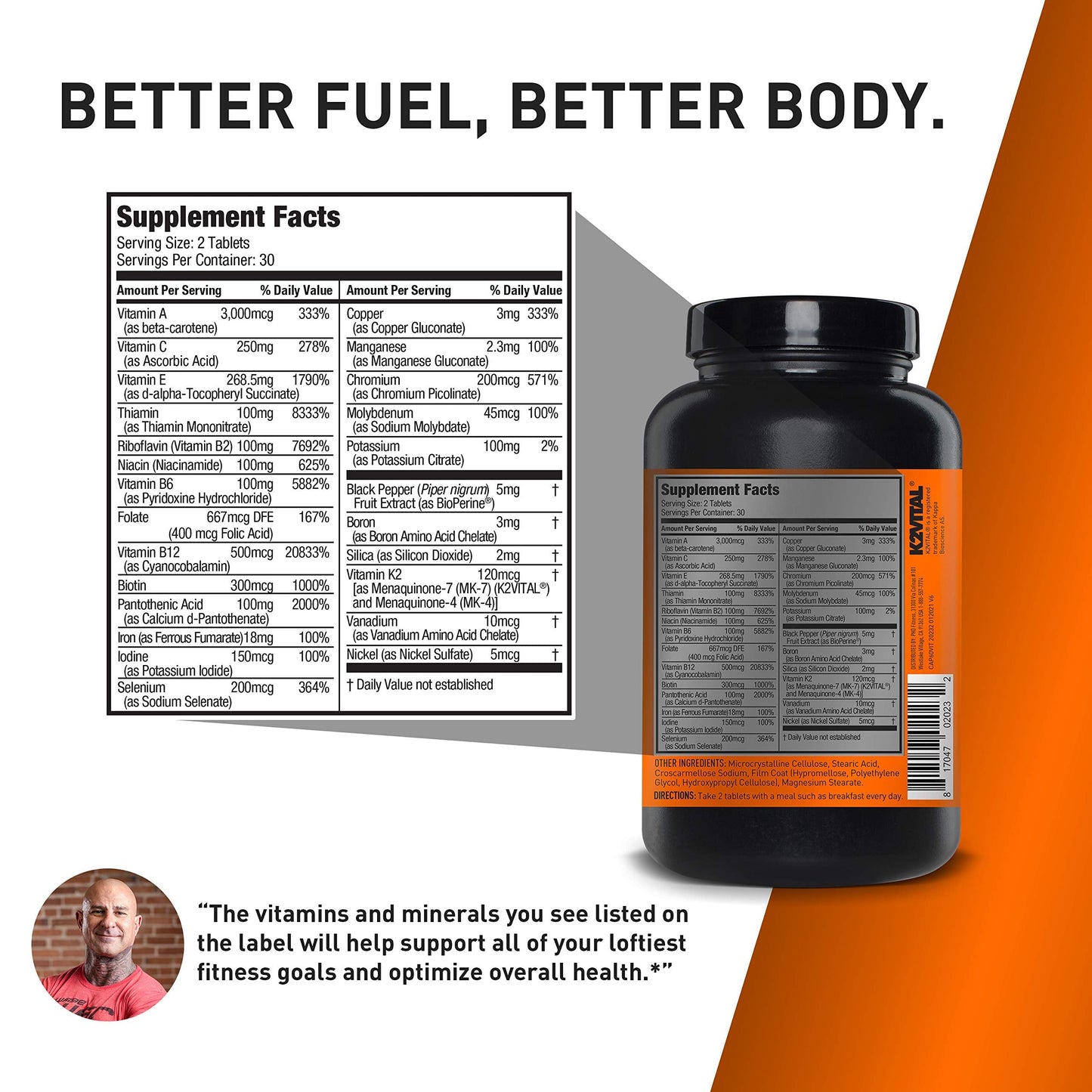 JYM Supplement Science Vita JYM Sports Multivitamin & Mineral Support, Vitamin A, C, B6, B12, E, K, Boron, Biotin, Potassium 60 Tablets JYM Supplement ScienceBuy Supplements Australia