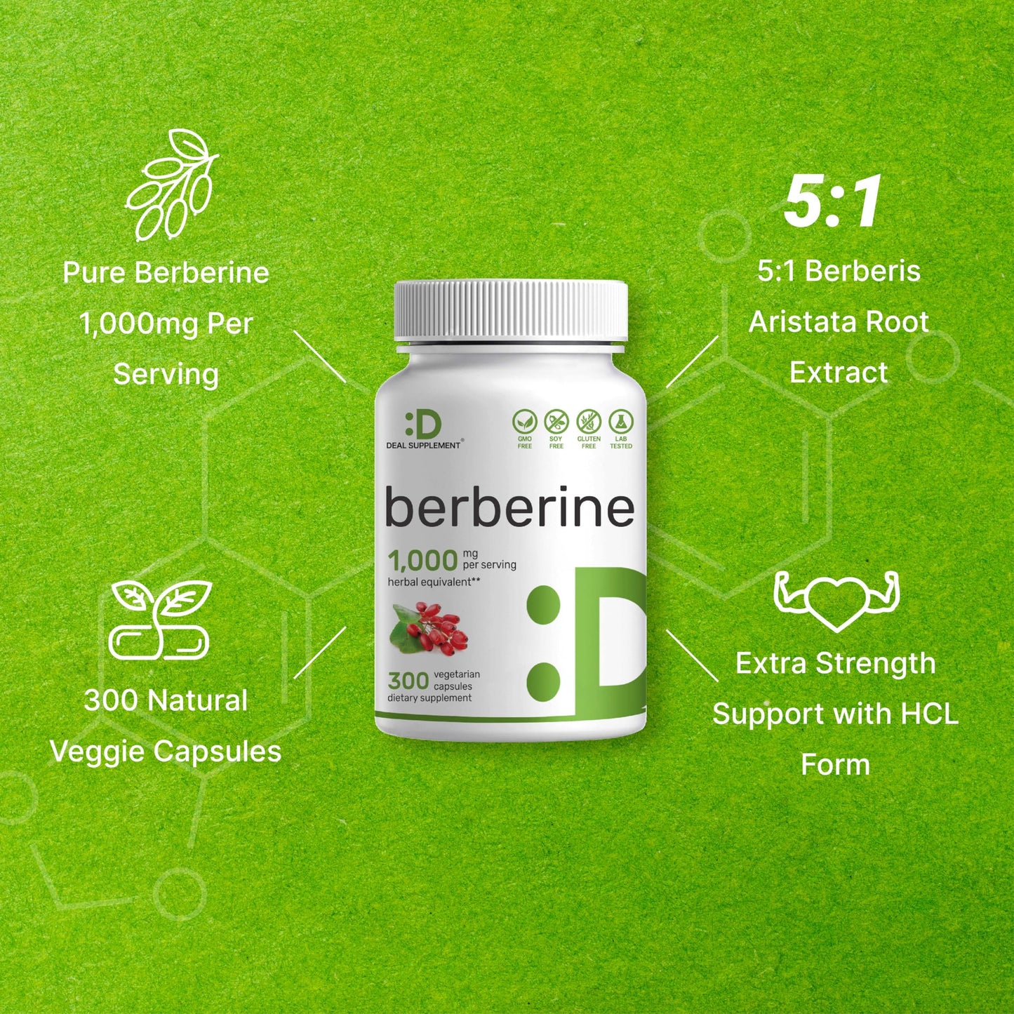 Berberine Supplement, 1,000mg Per Serving, 300 Veggie Capsules – 97% Pure Berberine DEAL SUPPLEMENTBuy Supplements Australia