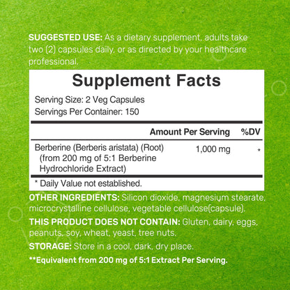 Berberine Supplement, 1,000mg Per Serving, 300 Veggie Capsules – 97% Pure Berberine DEAL SUPPLEMENTBuy Supplements Australia