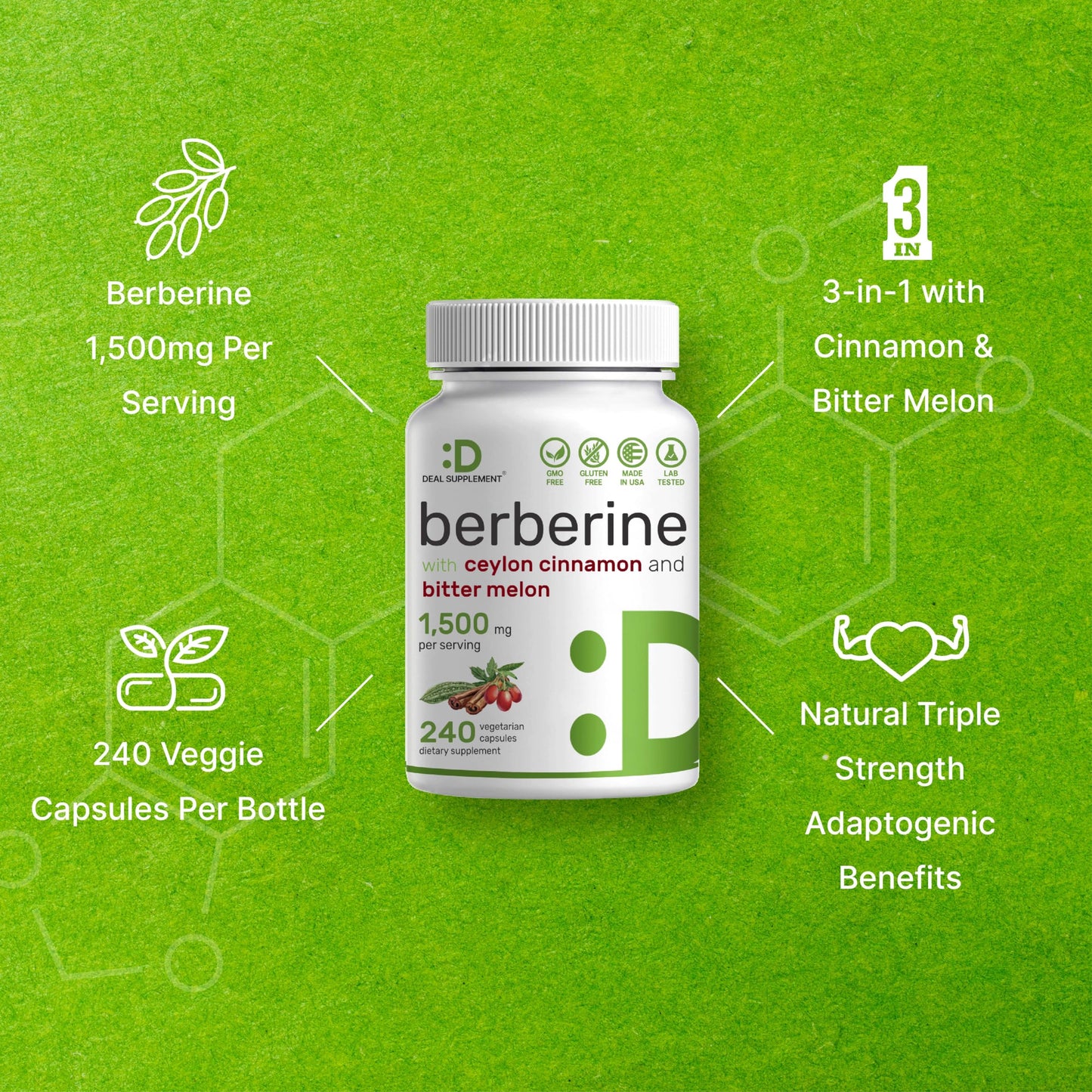 Berberine Supplement 500mg Per Capsule (1500mg Per Serving) | 240 Veggie Capsules DEAL SUPPLEMENTBuy Supplements Australia