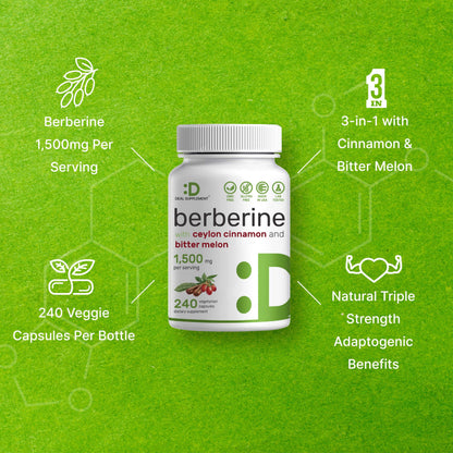 Berberine Supplement 500mg Per Capsule (1500mg Per Serving) | 240 Veggie Capsules DEAL SUPPLEMENTBuy Supplements Australia