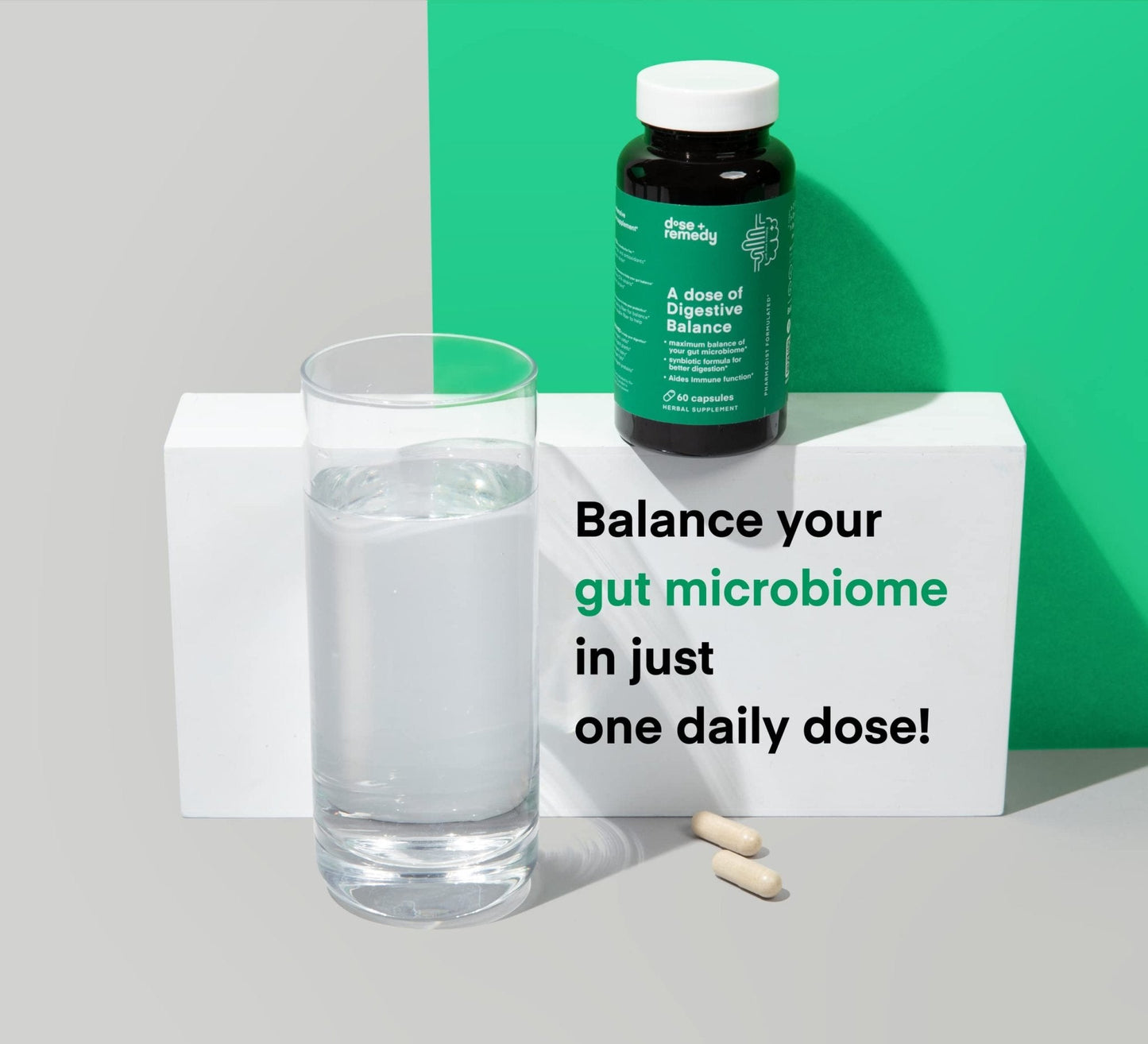 A dose of Digestive Balance-Gut Health Supplement-USDA-Kombucha, 7 Probiotic Strains and Prebiotics for Microbiome-Digestive Enzymes for Digestion - Maple Wellness Supplements