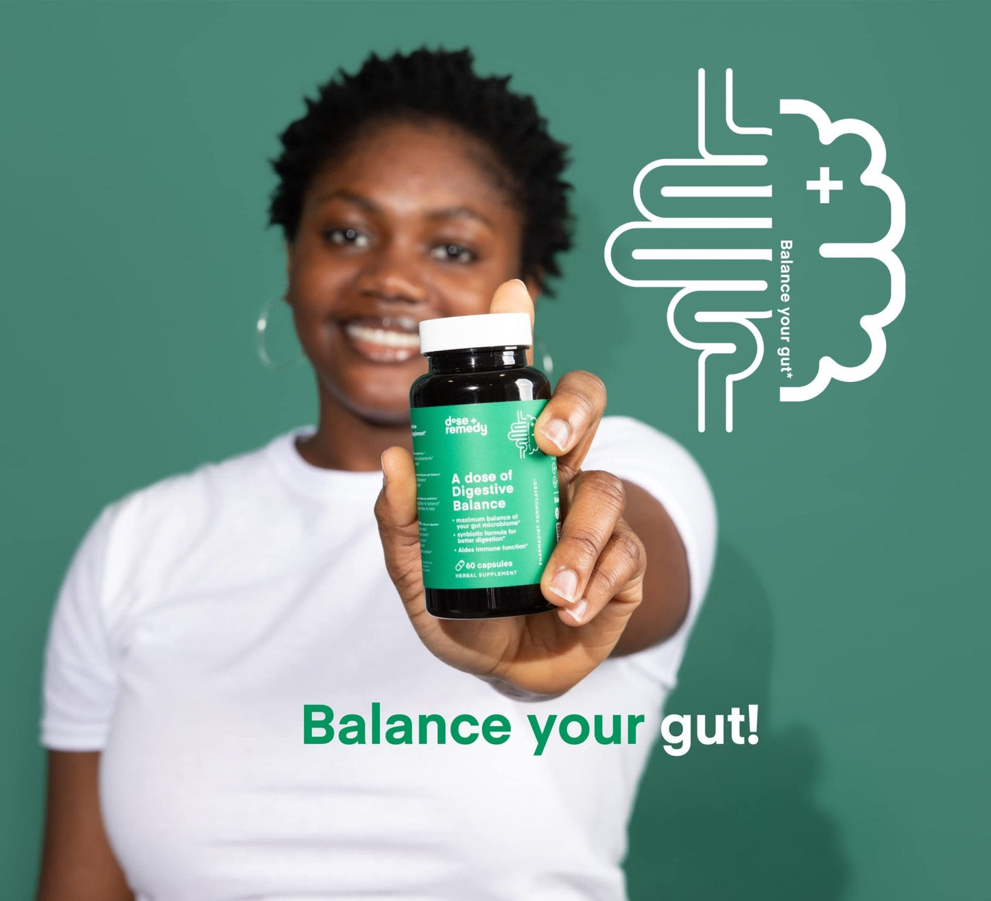 A dose of Digestive Balance-Gut Health Supplement-USDA-Kombucha, 7 Probiotic Strains and Prebiotics for Microbiome-Digestive Enzymes for Digestion - Maple Wellness Supplements