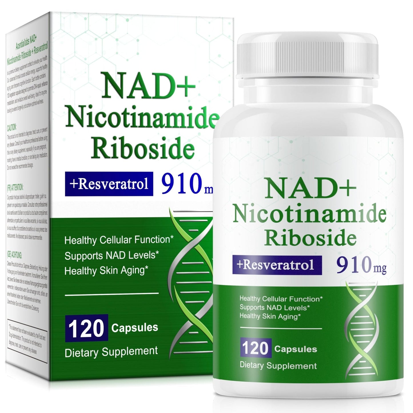 A r b c r n 120 Capsules NAD+ Supplement,NAD Nicotinamide Riboside Resveratrol 910mg for Men and Women, NR Supplement for Energy Anti-Aging Focus - Maple Wellness Supplements