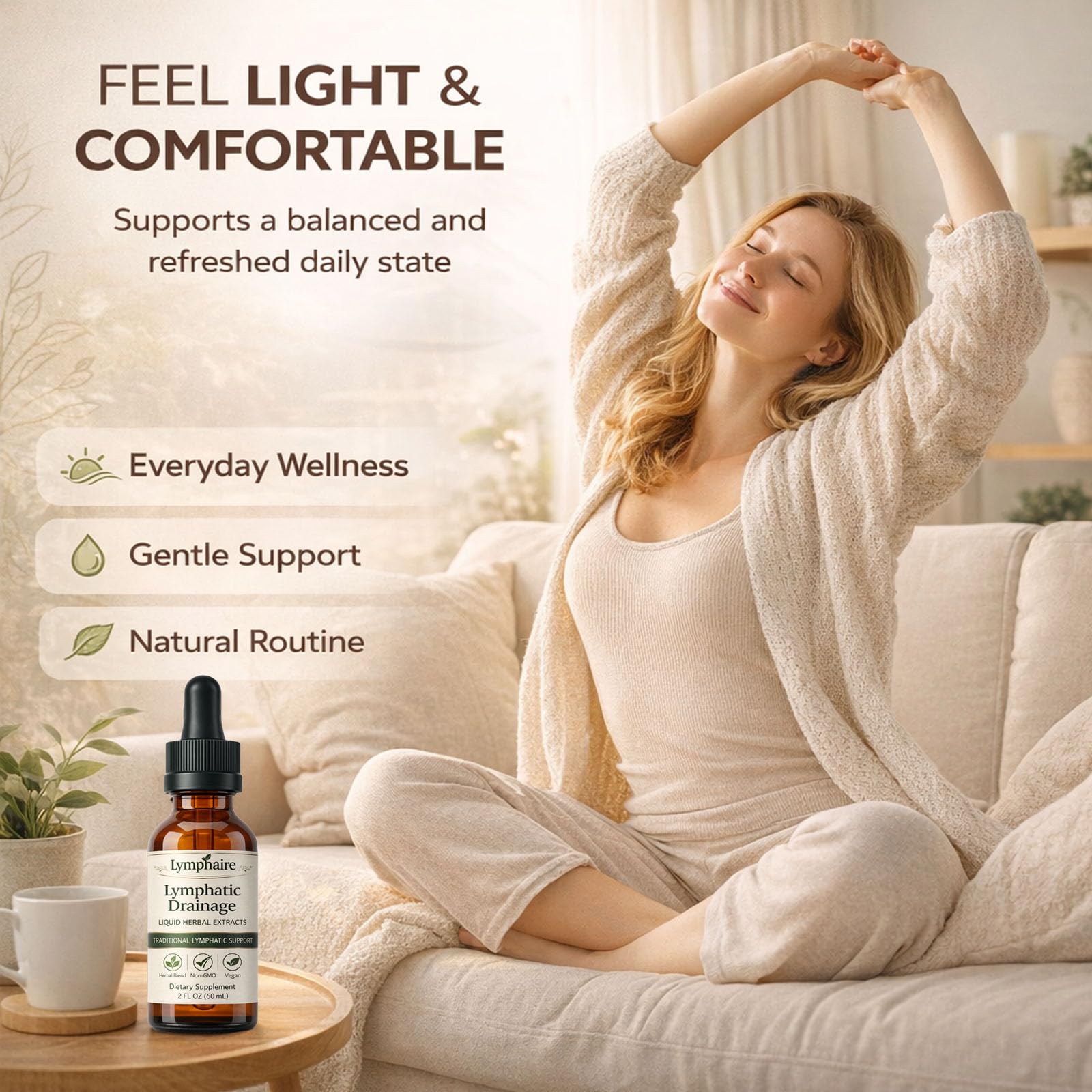 Aacnre Lymphaire Lymphatic Drainage Drops, Herbal Fluid Balance Support, Lymphatic System Support, Immune System & General Wellness, Vegan & Non-GMO, 2 Fl Oz (1) - Maple Wellness Supplements