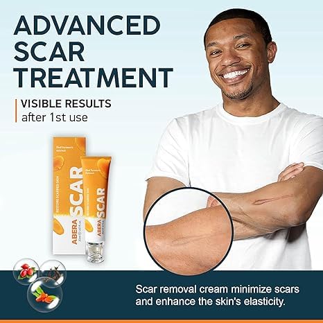 ABERA Scar Removal Cream for Women and Men - Rapid Repair of New Old Scars, Spots, Burns All Natural Treatment with Vitamin E, Alanine, Collagen (1 Box + 3 Eye Patch) - Maple Wellness Supplements