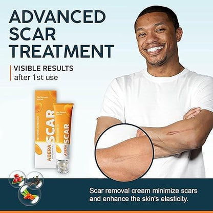ABERA Scar Removal Cream for Women and Men - Rapid Repair of New Old Scars, Spots, Burns All Natural Treatment with Vitamin E, Alanine, Collagen (1 Box + 3 Eye Patch) - Maple Wellness Supplements