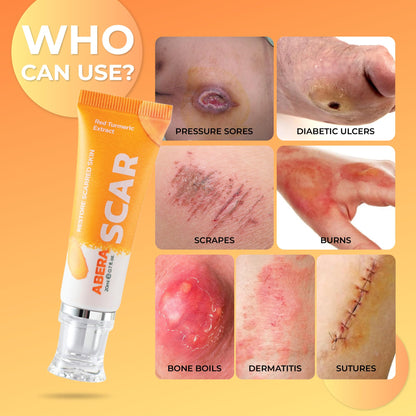 ABERA Scar Removal Cream for Women and Men - Rapid Repair of New Old Scars, Spots, Burns All Natural Treatment with Vitamin E, Alanine, Collagen (1 Box + 3 Eye Patch) - Maple Wellness Supplements