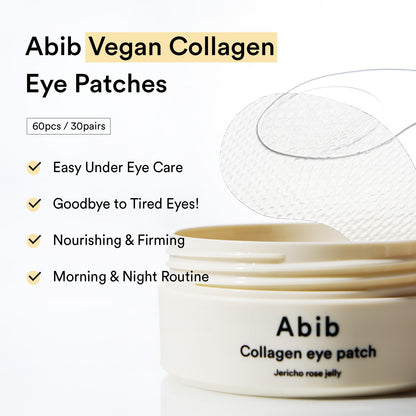 Abib Collagen Peptide Eye Patches for Wrinkles & Fine Line with Jericho Rose Jelly, 60 Count, Korean Skin Care - Maple Wellness Supplements