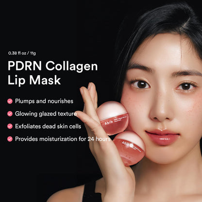 Abib PDRN Collagen Lip Mask Glazed Jelly 0.38 fl oz | Korean Lip Butter Balm Overnight Sleeping Mask Hydrating Care Moisturizer Treatment for Flakey, Dry Lips - Maple Wellness Supplements