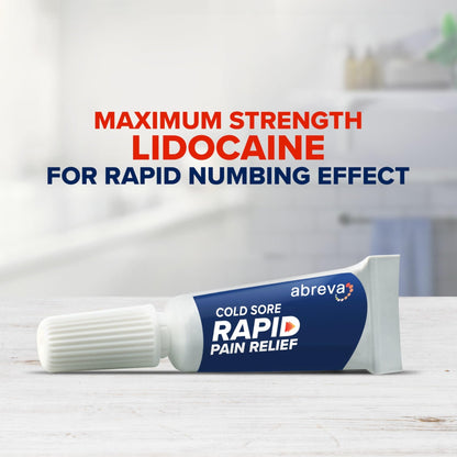 Abreva Cold Sore Treatment Rapid Pain Relief Cream - 1 Tube, 3 Grams - Maple Wellness Supplements
