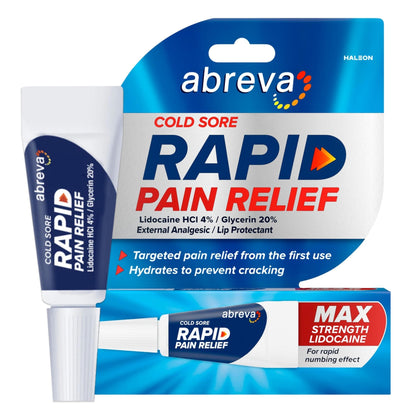 Abreva Cold Sore Treatment Rapid Pain Relief Cream - 1 Tube, 3 Grams - Maple Wellness Supplements