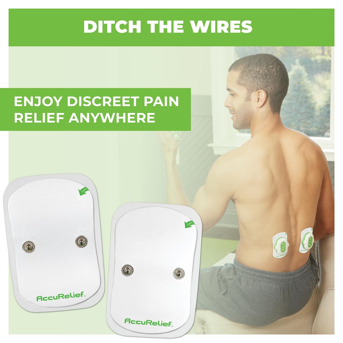 AccuRelief Wireless TENS Electrotherapy Pain Relief System Supply Kit (Packaging May Vary), Works with AccuRelief Wireless Remote Control TENS Device (ACRL-9000), 2 Pair (Pack of 1) - Maple Wellness Supplements