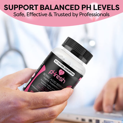 ACE NUTRITION pHresh Boric Acid Suppositories for Women, Suppositories for Odor Use, Natural Feminine Care Supports Vaginal Health & Promotes Healthy pH Balance - Made in USA - Maple Wellness Supplements