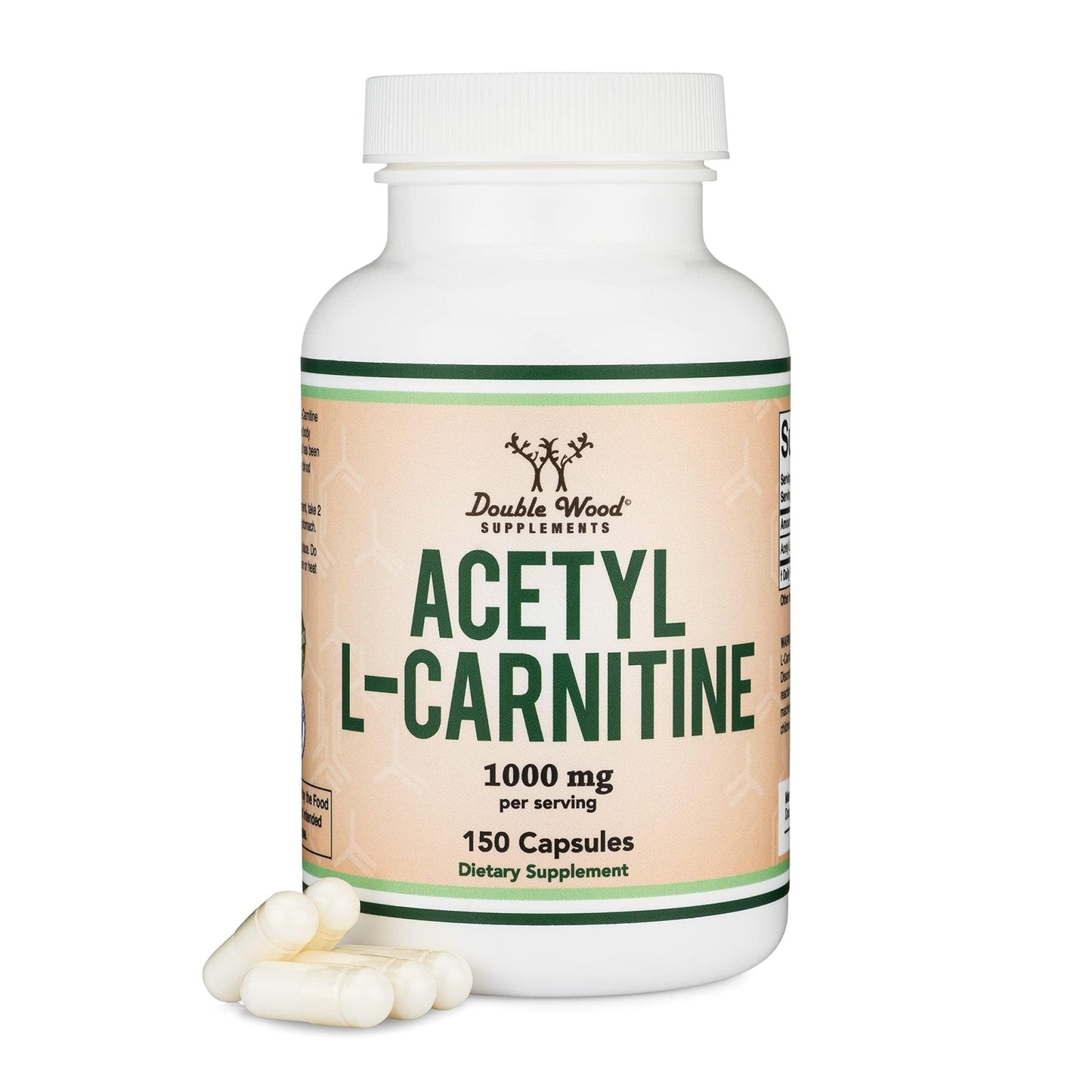 Acetyl L-Carnitine 1,000mg Per Serving, 150 Capsules (ALCAR for Brain Function Support, Memory, Attention, and Stamina) Acetyl L Carnitine That is Third Party Tested by Double Wood - Maple Wellness Supplements