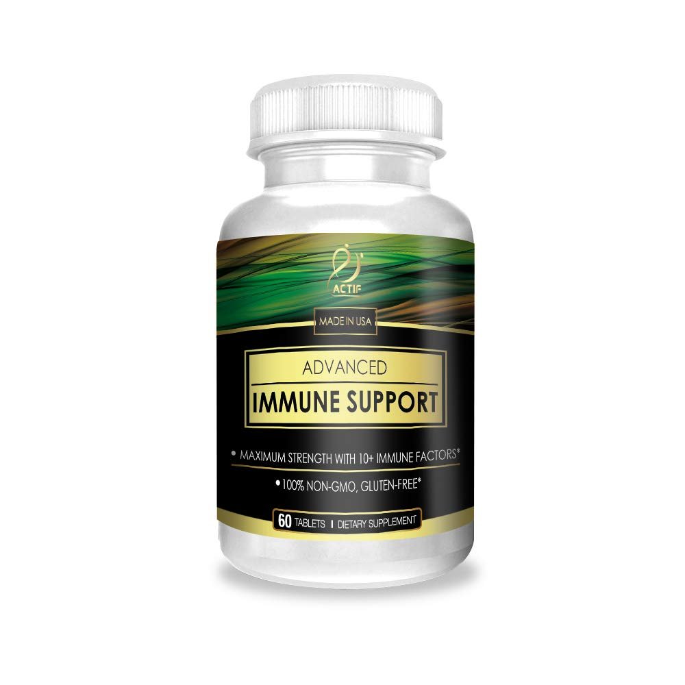Actif Advanced Immune Support with 10+ Factors for Immunity Booster - 100% Natural, Non-GMO, 60 count - Maple Wellness Supplements
