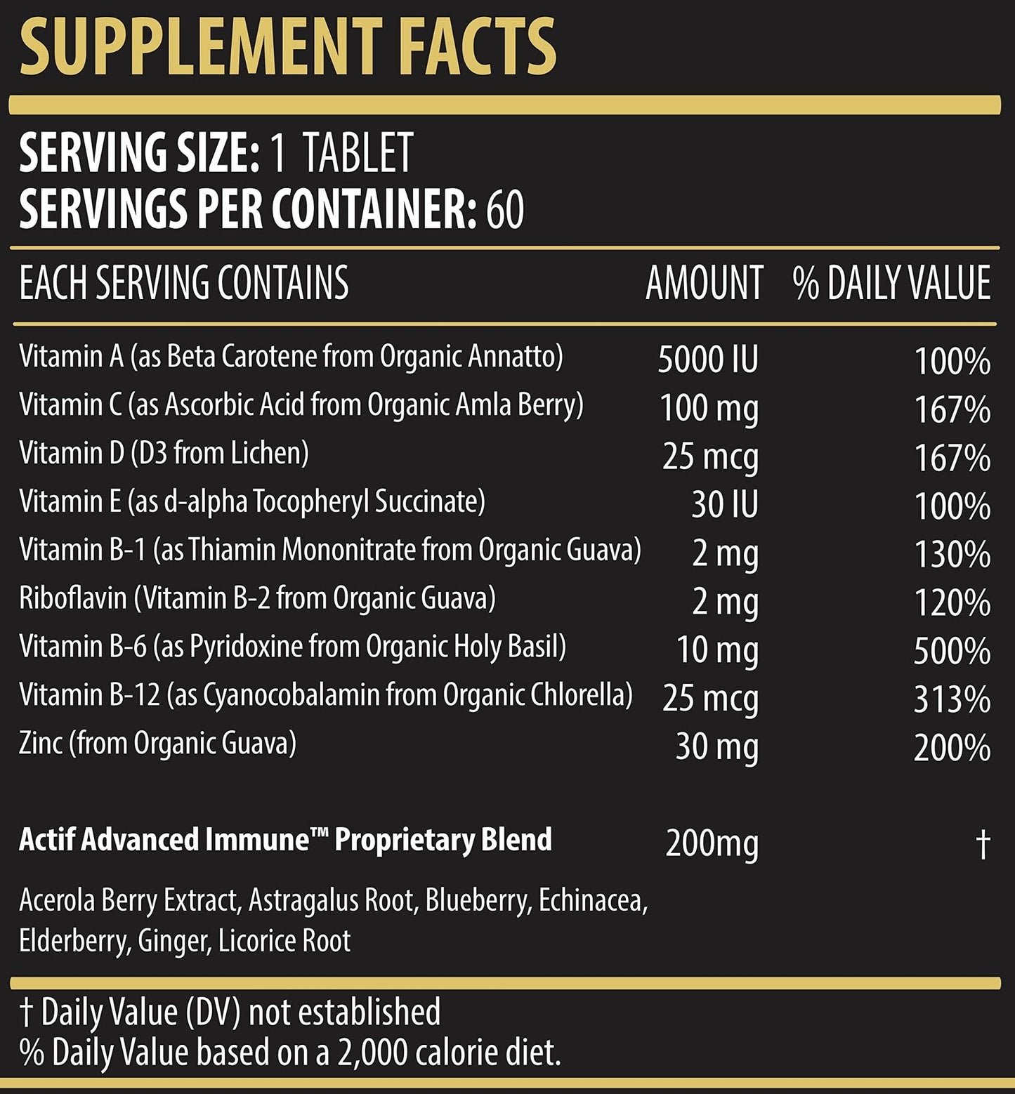 Actif Advanced Immune Support with 10+ Factors for Immunity Booster - 100% Natural, Non-GMO, 60 count - Maple Wellness Supplements