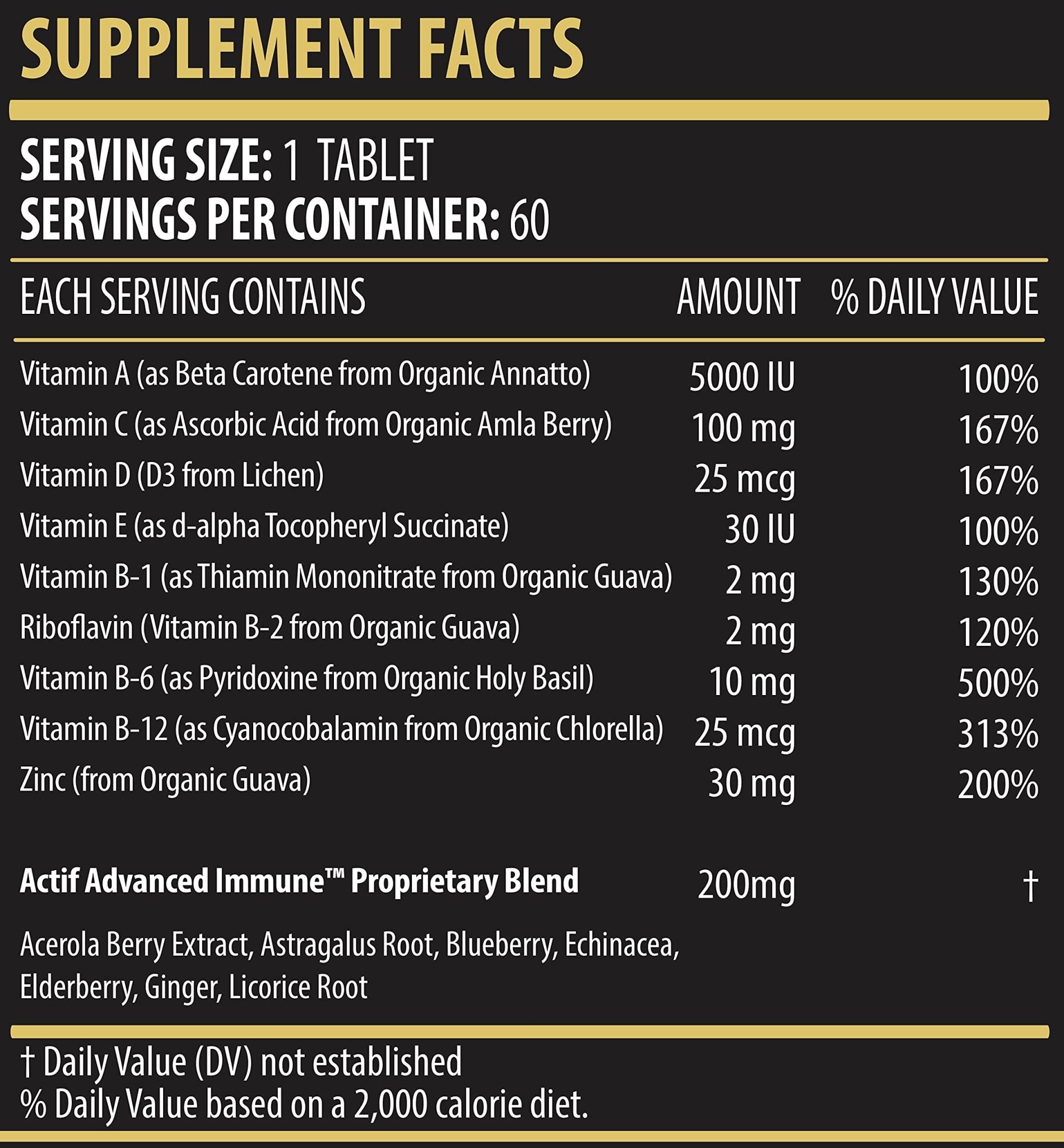 Actif Advanced Immune Support with 10+ Factors for Immunity Booster - 100% Natural, Non-GMO, 60 count - Maple Wellness Supplements