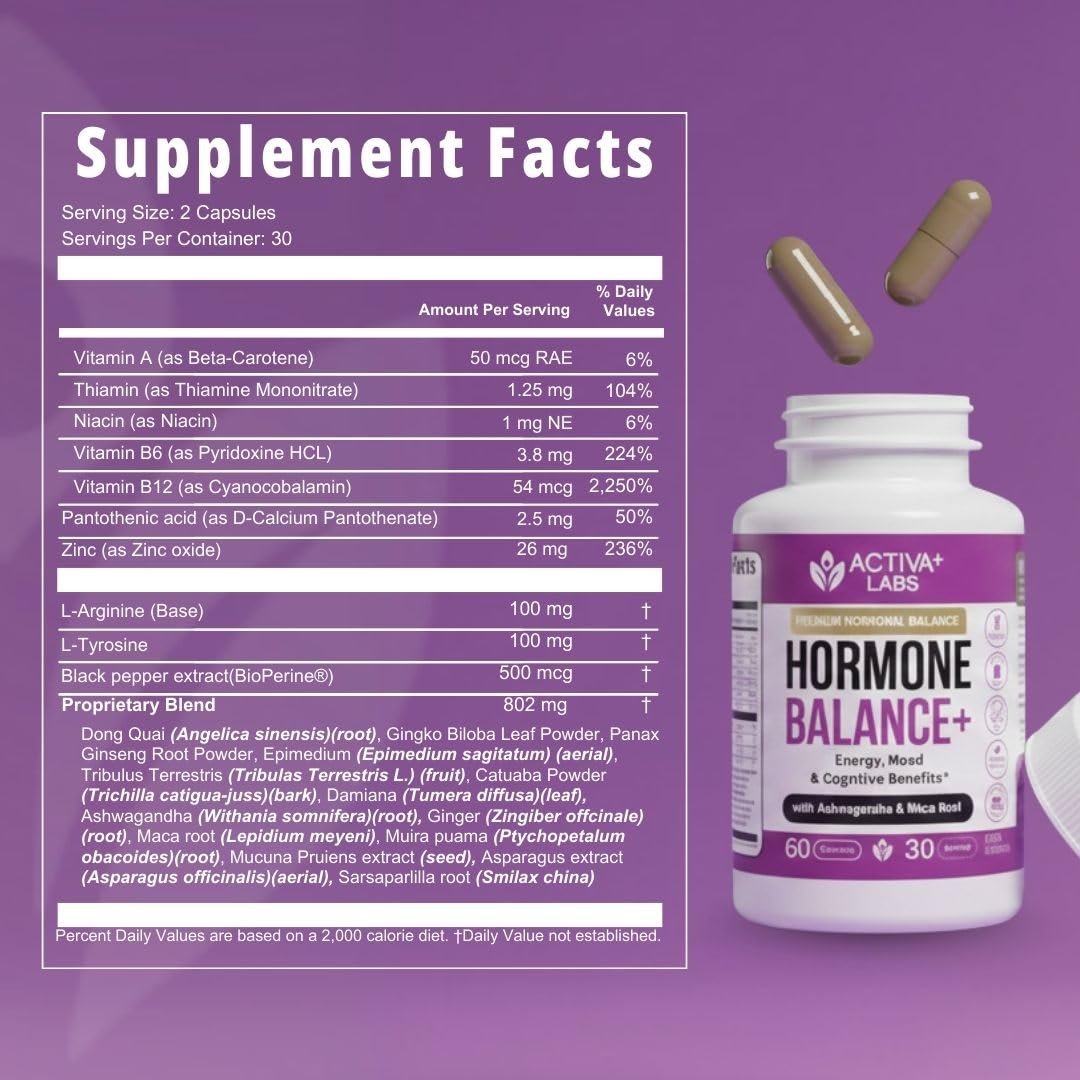 Activa Labs+ Hormone Balance for Women | Boost Energy, Mood, Libido and Focus | Supports Cycle&Menopause Comfort | Gluten, Soy&Lactose Free | 30 Day Supply - Maple Wellness Supplements