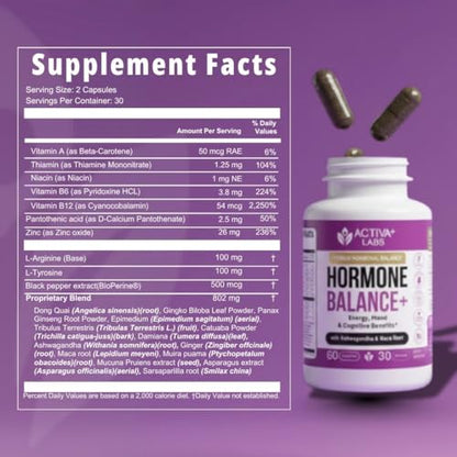 Activa Labs+ Hormone Balance for Women | Boost Energy, Mood, Libido and Focus | Supports Cycle&Menopause Comfort | Gluten, Soy&Lactose Free | 30 Day Supply - Maple Wellness Supplements