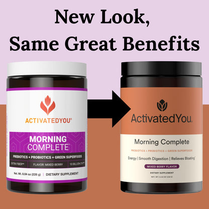 ActivatedYou Morning Complete Super Greens Powder Drink Mix - Gut Health Boost with Prebiotics, Probiotics, & Antioxidants - 10 Billion CFUs, Mixed Berry Flavor - Maple Wellness Supplements
