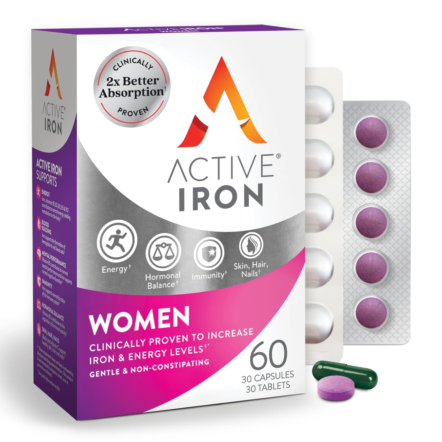 Active Iron Supplement 25mg + Multivitamin for Women – Clinically Proven to Increase Energy & Reduce Tiredness – Gentle - Maple Wellness Supplements