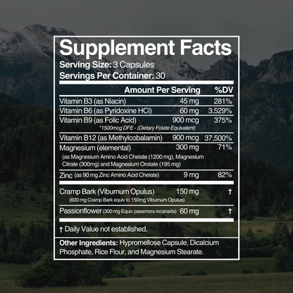 Active Mg Magnesium Supplement – 300mg Elemental Magnesium + Zinc & B Vitamins – Muscle & Nerve Support – 90 Vegan Capsules - Maple Wellness Supplements