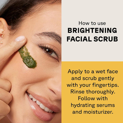 Acure Brightening Facial Scrub - Exfoliating Face Wash, Gentle Daily Scrubber & Exfoliator for Women & Men for Radiant Skin, Cleansing Wash with Sea Kelp & French Green Clay - 4 fl oz - Maple Wellness Supplements