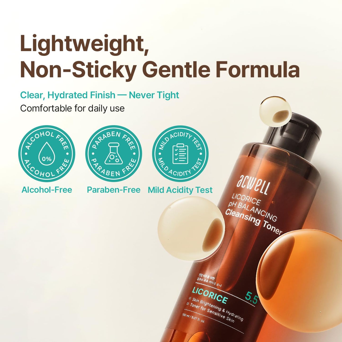 ACWELL Licorice pH 5.5 Balancing Korean Toner and Cleansing 5.07 fl.oz. - Alcohol-Free Hydrating Facial Astringent - Maple Wellness Supplements
