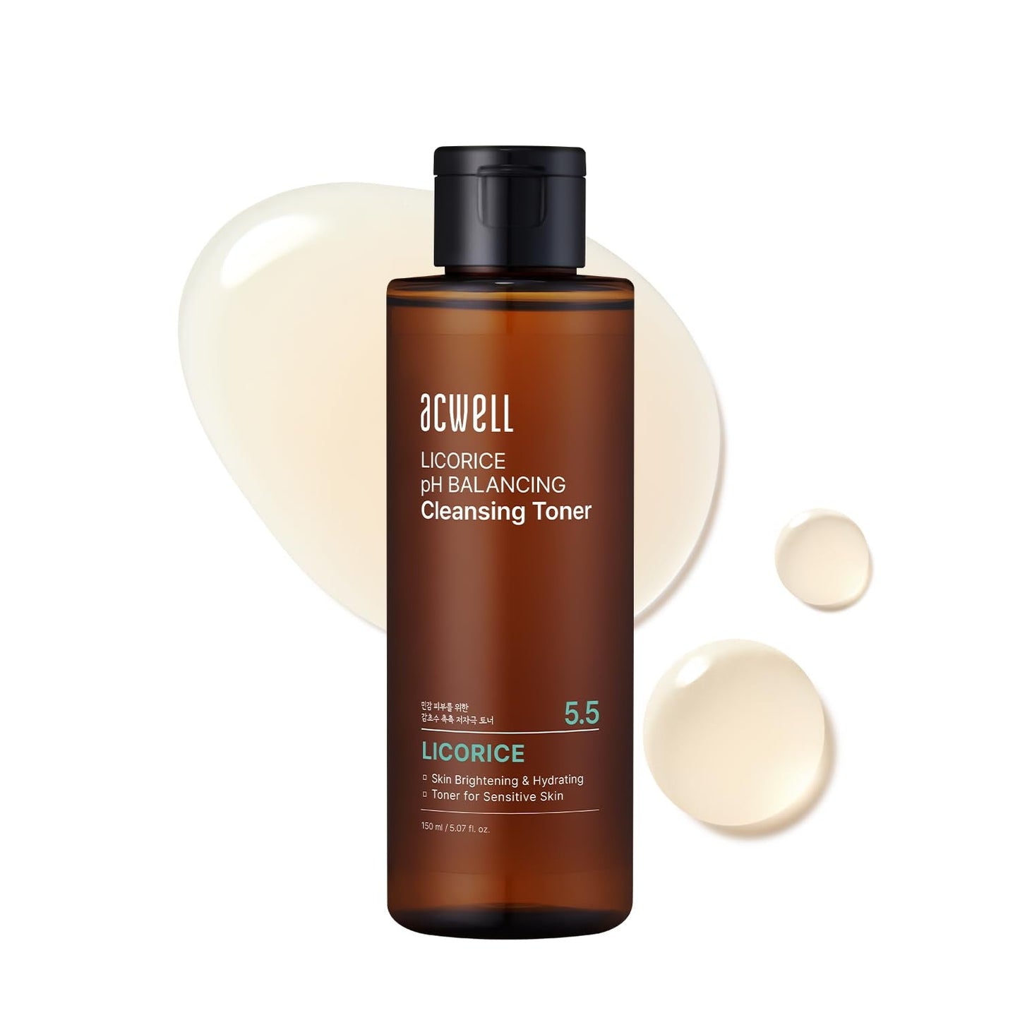 ACWELL Licorice pH 5.5 Balancing Korean Toner and Cleansing 5.07 fl.oz. - Alcohol-Free Hydrating Facial Astringent - Maple Wellness Supplements