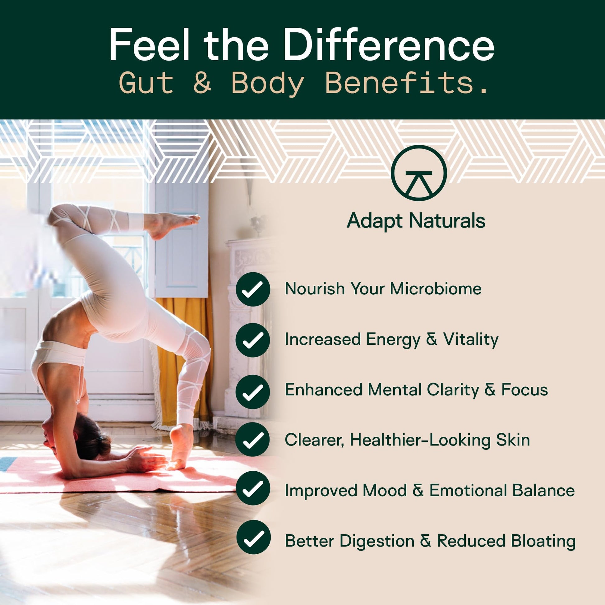 Adapt Naturals 4-in-1 Biome Protect Prebiotics, Probiotics Supplement Postbiotics & Polyphenols for Microbiome, Gut Health & Defense for Women & Men, 30 Day Supply - Maple Wellness Supplements
